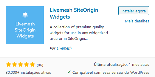 Plugin Livemesh SiteOrigin Widgets